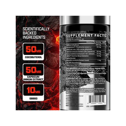 Lipo-6 Hardcore RELENTLESS THERMOGENIC FAT BURNING & MUSCLE PROTECTION - Druvn